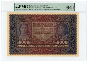 5 000 marks polonais 1920 - II Série C - PMG 64 EPQ