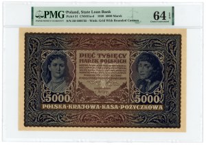 5 000 marks polonais 1920 - III Série D - PMG 64 EPQ