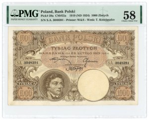 PLN 1,000 1919 - S.A. series. - PMG 58