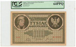 1 000 poľských mariek 1919 - séria O - PCGS 64 PPQ