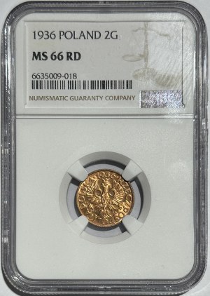 2 haléře 1936 - NGC MS 66 RD