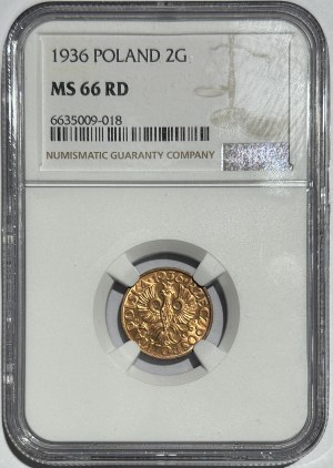 2 penny 1936 - NGC MS 66 RD