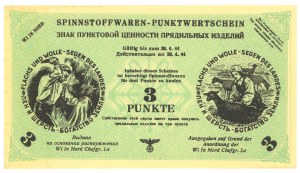 WI IN NORD - German Occupation - voucher for linen and wool - 3 punkte 1944