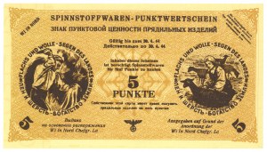 WI IN NORD - German Occupation - voucher for linen and wool - 5 punkte 1944