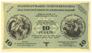 WI IN NORD - German Occupation - voucher for linen and wool - 10 punkte 1944