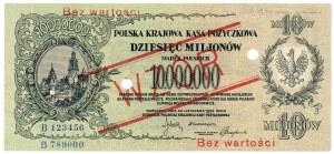 10 000 000 poľských mariek 1923 - ser. B 123456 / B 789000 - VZOR