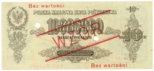 10 000 000 polských marek 1923 - ser. B 123456 / B 789000 - VZOR