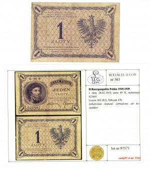 1 zloty 1919 - S.49 B - Collection LUCOW