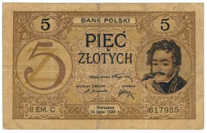 5 złotych 1924 - seria II EM. C - RZADKI