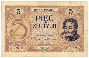 5 zlotys 1919 - S.39.B. - RARE