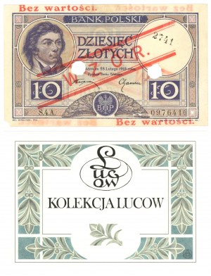 10 zloty 1919 - S.4.A - MODEL 2741 - LUCOW Collection.