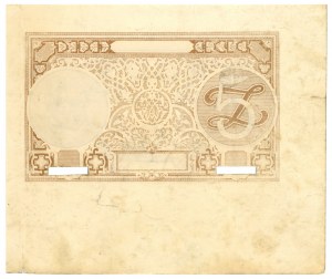 5 Zloty 1919 - unvollendeter Druck mit breitem Rand und Stanzlochung