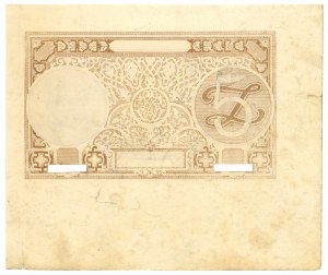 5 złotych 1919 - nieukończony drukpoddruk z szerokim marginesem i perforacją kasującą