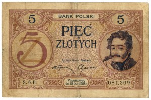5 zloty 1919 - S.6.B. - RARE