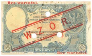 100 zloty 1919 - Série S.C. - MODÈLE - perforé