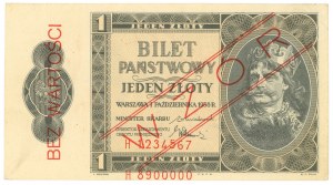 1 zloty 1938 - MODEL/SPECIMEN - H series
