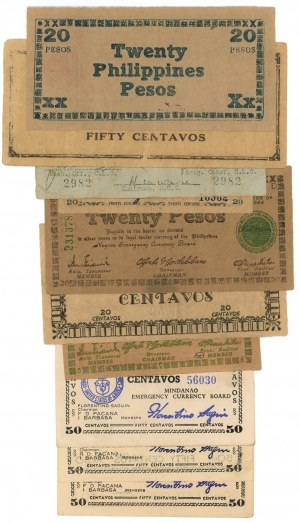 FILIPÍNY - Sada 21 bankoviek 1942-1949