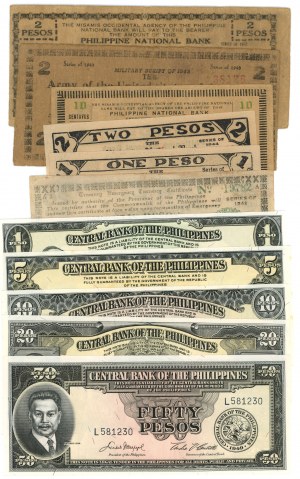 PHILIPPINEN - Satz von 21 Banknoten 1942-1949