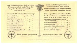 German occupation - voucher for linen and wool - 1 point 1943