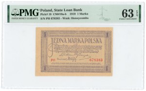 1 marka polska 1919 - seria PH - PMG 63 EPQ