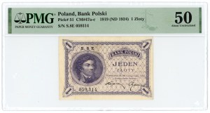 1 zloty 1919 - S.8 E - PMG 50 - Rarer single letter series