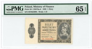 1 zloty 1938 - Série IH - PMG 65 EPQ