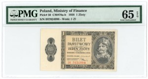 1 złoty 1938 - seria IH - PMG 65 EPQ