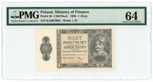 1 zloty 1938 - I£ series - PMG 64