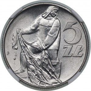 5 złotych 1974 - Rybak Słoneczko - NGC MS 66
