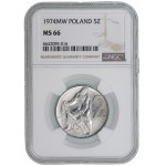 5 złotych 1974 - Rybak Słoneczko - NGC MS 66