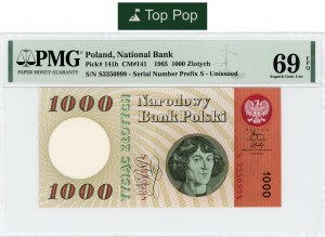 1.000 złotych 1965 - seria S - PMG 69 EPQ - MAX NOTA