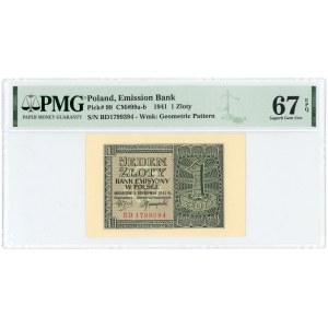 1 złoty 1941 - seria BD - PMG 67 EPQ - 2-ga max nota