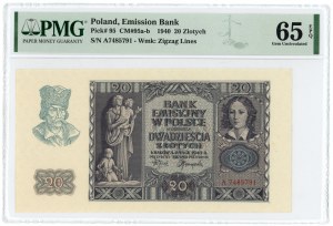 20 zlotých 1940 - séria A - PMG 65 EPQ