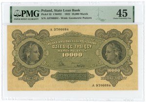 10.000 Polnische Mark 1922 - Serie A - PMG 45
