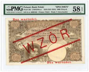 1.000 złotych 1919 - seria S.A. - WZÓR - PMG 58 EPQ