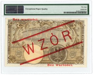 1.000 Zloty 1919 - Serie S.A. - ENTWURF - PMG 58 EPQ