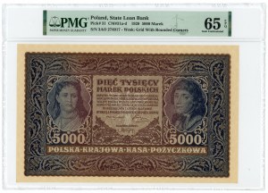 5 000 polských marek 1920 - III Serja AO - PMG 65 EPQ