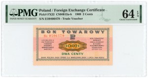 PEWEX - 2 Cents 1969 - Eo-Serie - PMG 64 EPQ