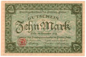 Province de Poznań ( Provinz Posen) - 10 marks 1918 - UNGULTING - sans série ni numérotation