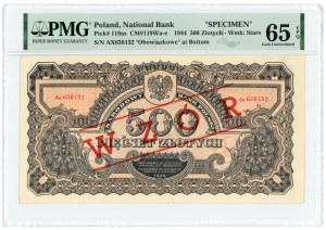 500 złotych 1944 - obowiązkowe - seria Ax WZÓR - PMG 65 EPQ