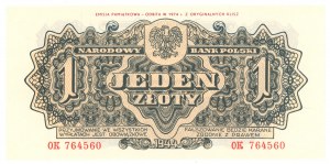 1 zlotý 1944 - séria OK - pamätná emisia z roku 1974