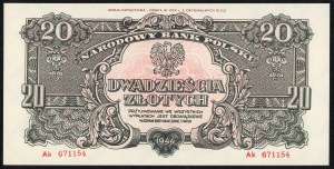 20 zloty 1944 émission commémorative de 1974 - série Ak
