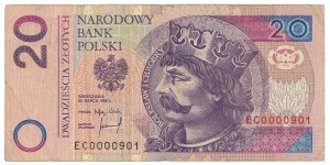 20 zloty 1994 - Serie EC 0000901 - numerazione bassa