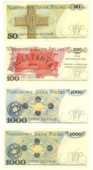 50-1.000 złotych (1982-1988) - zestaw 4 sztuk banknotów