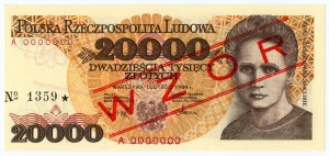 20.000 złotych 1989 - seria A 0000000 - WZÓR/SPECIMEN No 1359*