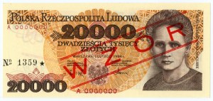 20,000 zloty 1989 - Series A 0000000 - MODEL/SPECIMEN No 1359*.