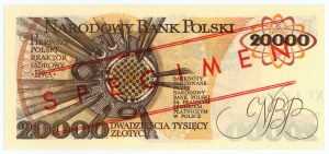 20,000 zloty 1989 - Series A 0000000 - MODEL/SPECIMEN No 1359*.