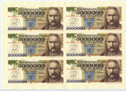 REPLICATION ARK - 5,000,000 zloty 1995 Józef Piłsudski