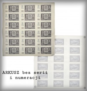 SHEET without series and numbering - 18 pieces of 20 zloty bills 1940
