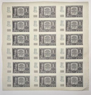 BLATT ohne Serie und Nummerierung - 18 Stücke von 20 Zloty Banknoten 1940